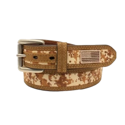 Ariat Men's Digital Camo USA Flag Medium Brown Belt A1035044
