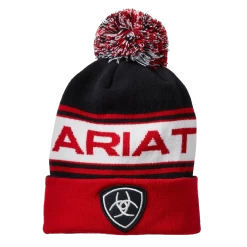 Ariat® Unisex Team Logo Navy & Red PomPom Beanie 10021125