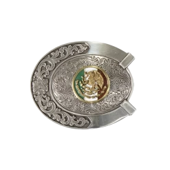 Ariat® Mexico Flag Engraved Silver Belt Buckle A37021