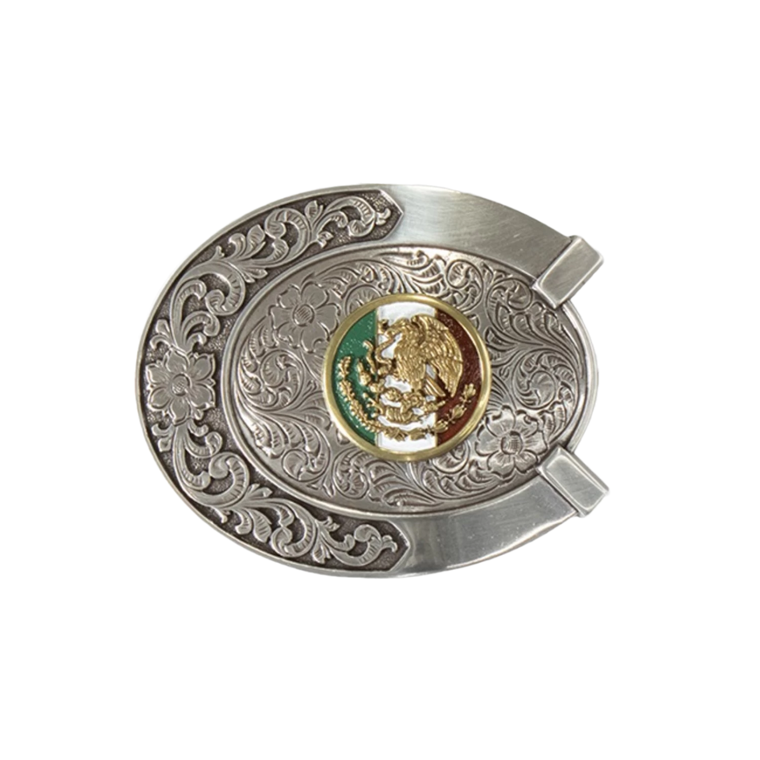 Ariat® Mexico Flag Engraved Silver Belt Buckle A37021 3 Ariat® Mexico Flag Engraved Silver Belt Buckle A37021