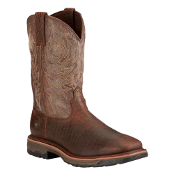 Ariat® Men's Workhog Square Toe Coco Print Brown Boots 10017415
