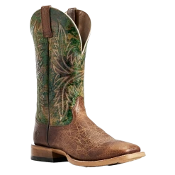 Ariat® Men's Cowhand Toffee Brown Moss Green Square Toe Boots 10029752