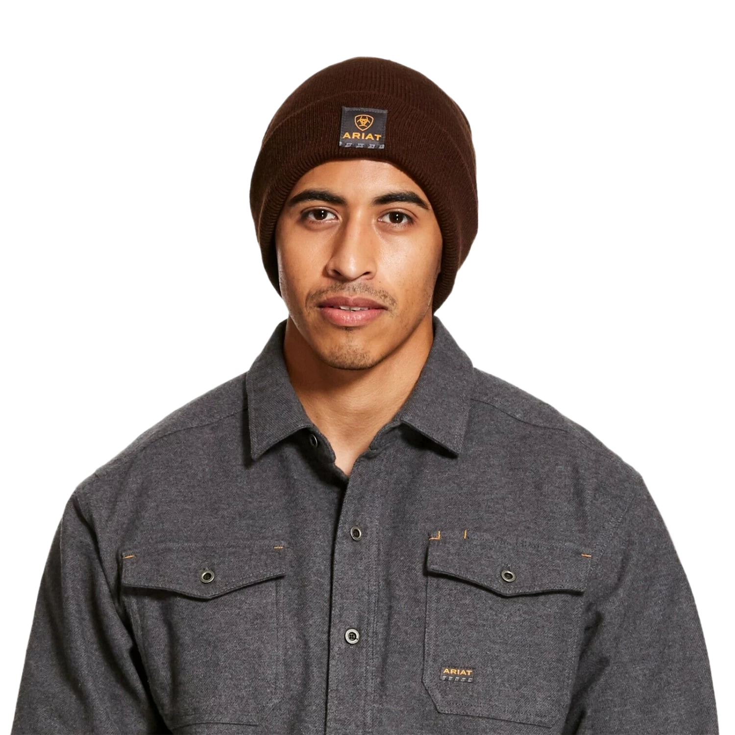 Ariat® Men's Rebar Work Brown Insulated Watch Cap Beanie 10027795 3 Ariat® Men's Rebar Work Brown Insulated Watch Cap Beanie 10027795