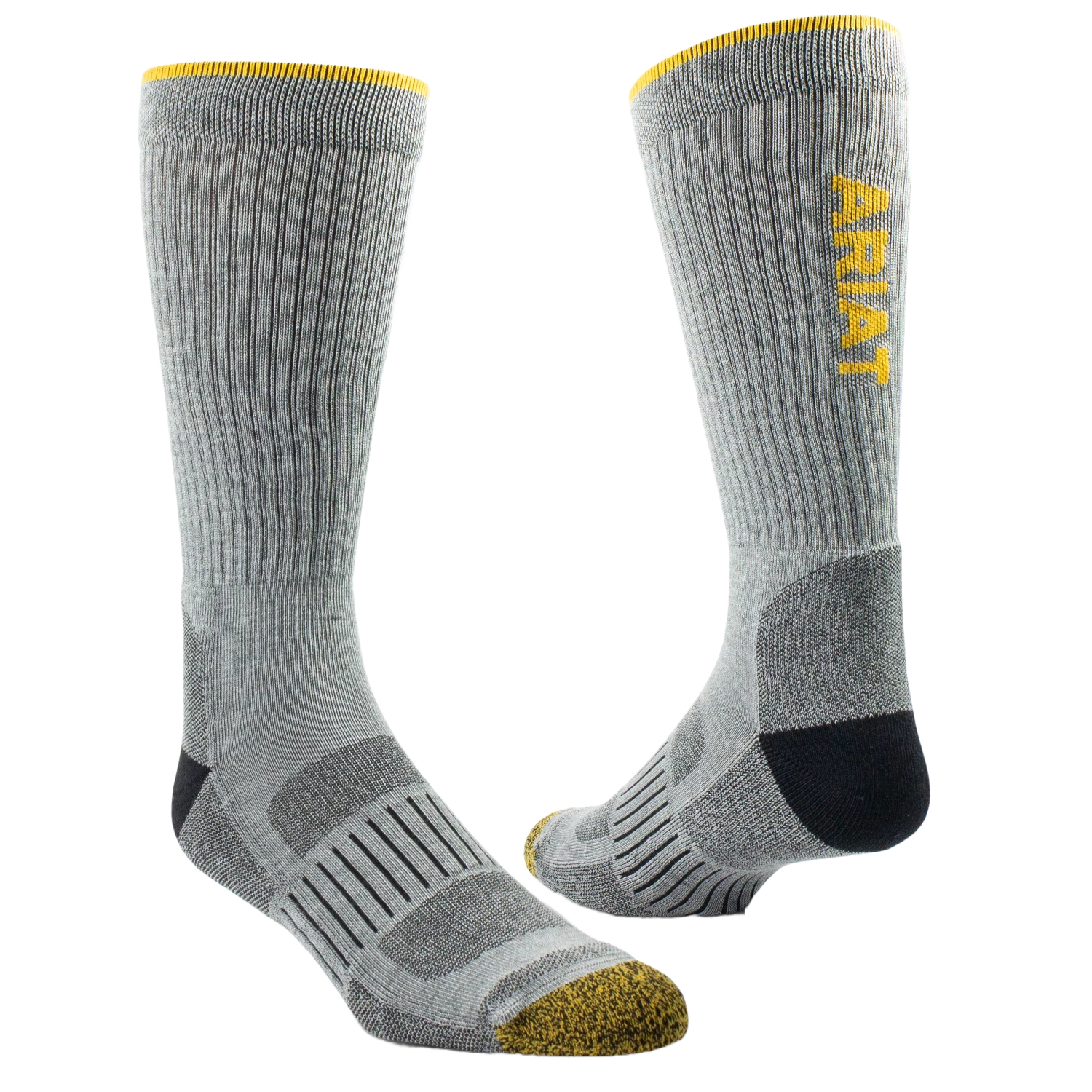 Ariat Men's High Performance Tek 2 Pack Grey Work Socks AR2777-050 3 Ariat Men's High Performance Tek 2 Pack Grey Work Socks AR2777-050