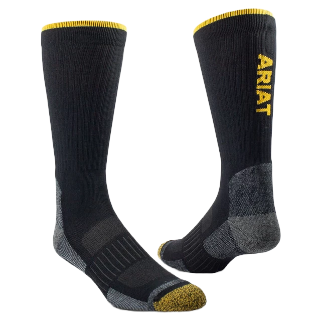 Ariat Tek Work Performance 2 Pack Black Crew Socks AR2777-002 3 Ariat Tek Work Performance 2 Pack Black Crew Socks AR2777-002