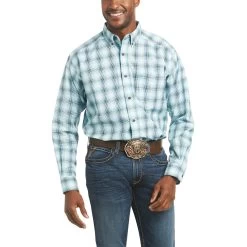 Ariat Men's Pro Series Miami Aqua Button Down Shirt 10036220