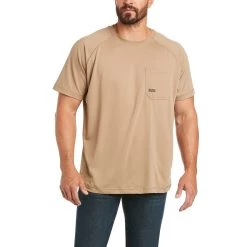 Ariat® Men's Rebar Heat Fighter SS Khaki T-Shirt 10031036
