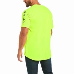 Ariat® Men's Rebar Heat Fighter SS Neon Lime T-Shirt 10031037 -ARIAT Cowboy Gear S21 MNS WORK 10031037 back