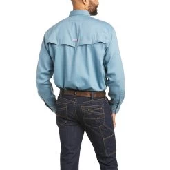 Ariat Men's FR Vented Steel Blue Work Shirt 10035433 -ARIAT Cowboy Gear S21 MNS WORK 10035433 back