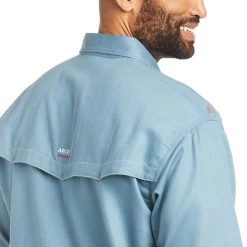 Ariat Men's FR Vented Steel Blue Work Shirt 10035433 -ARIAT Cowboy Gear S21 MNS WORK 10035433 detail01