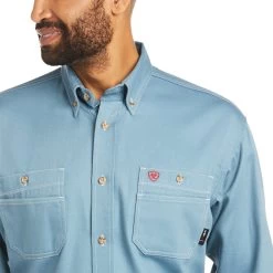 Ariat Men's FR Vented Steel Blue Work Shirt 10035433 -ARIAT Cowboy Gear S21 MNS WORK 10035433 detail02