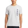 Ariat® Men's Vertical Logo Heather Grey Short Sleeve T-Shirt 10039193 -ARIAT Cowboy Gear S22 MNS ENGL 10039193 front