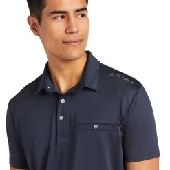 Ariat® Men's Norco Polo Blue Nights Short Sleeve Shirt 10039475 -ARIAT Cowboy Gear S22 MNS ENGL 10039475 detail01