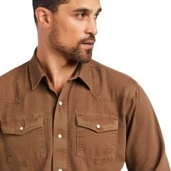Ariat® Men's Malt Ball Jurlington Retro Long Sleeve Shirt 10039201 -ARIAT Cowboy Gear S22 MNS WEST 10039201 detail01