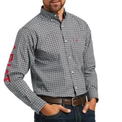 Ariat Men's Team Russ Black Fitted Button Down Shirt 10039238