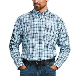 Ariat® Men's Pro Team Synclair Riviera Blue Long Sleeve Shirt 10039244