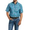 Ariat Men's Daxton Classic Mint Short Sleeve Button Down Shirt 10039247 -ARIAT Cowboy Gear S22 MNS WEST 10039247 front321