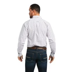 Ariat® Men's Ivan Fitted Long Sleeve White Button Up Shirt 10039252 -ARIAT Cowboy Gear S22 MNS WEST 10039252 back