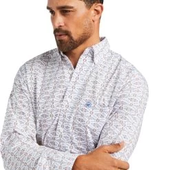 Ariat® Men's Ivan Fitted Long Sleeve White Button Up Shirt 10039252 -ARIAT Cowboy Gear S22 MNS WEST 10039252 detail01