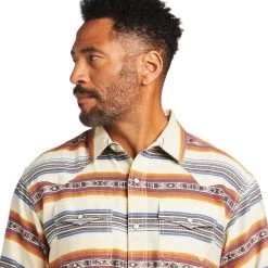 Ariat Men's Huxley Retro Bone White Long Sleeve Shirt 10039276 -ARIAT Cowboy Gear S22 MNS WEST 10039276 detail01