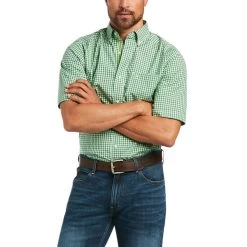 Ariat® Men's Pro Dean Classic Parrot Green Short Sleeve Shirt 10039302