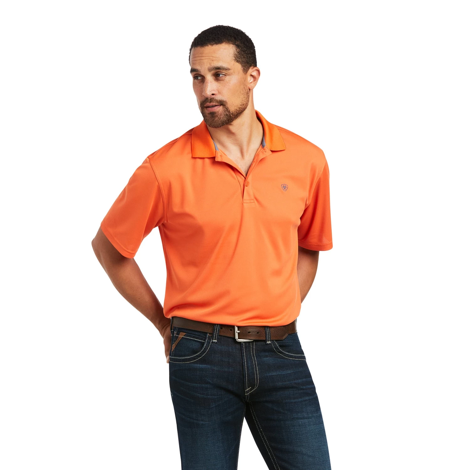 Ariat Men's Tek Polo Koi Orange Short Sleeve Shirt 10039382 4 Ariat Men's Tek Polo Koi Orange Short Sleeve Shirt 10039382 - Image 2