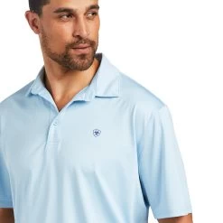 Ariat® Men's Charger 2.0 Short Sleeve Powder Blue Polo Shirt 10039413 8 Ariat® Men's Charger 2.0 Short Sleeve Powder Blue Polo Shirt 10039413 -ARIAT Cowboy Gear S22 MNS WEST 10039413 detail01