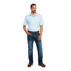Ariat® Men's Charger 2.0 Short Sleeve Powder Blue Polo Shirt 10039413 9 Ariat® Men's Charger 2.0 Short Sleeve Powder Blue Polo Shirt 10039413 -ARIAT Cowboy Gear S22 MNS WEST 10039413 full