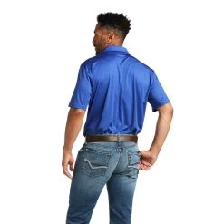 Ariat® Men's Charger 2.0 Venus Blue Short Sleeve Polo Shirt 10039414 -ARIAT Cowboy Gear S22 MNS WEST 10039414 back