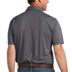 Ariat Men's Oxford Stripe Fitted Black Polo Short Sleeve Shirt 10039558 -ARIAT Cowboy Gear S22 MNS WEST 10039558 back