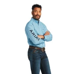 Ariat Men's Team Stellan Classic Riviera Blue Button Down Shirt 10039694