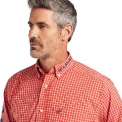 Ariat® Men's Long Sleeve Orange Classic Fit Button Down 10039732 -ARIAT Cowboy Gear S22 MNS WEST 10039732 detail01