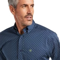 Ariat Men's Taim Stretch Skyfall Blue Fitted Button Down Shirt 10039754 -ARIAT Cowboy Gear S22 MNS WEST 10039754 detail01