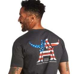 Ariat® Men's Longhorn Short Sleeve Charcoal Heather T-Shirt 10039924 -ARIAT Cowboy Gear S22 MNS WEST 10039924 detail01