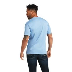 Ariat® Men's Bred In The USA Light Blue Short Sleeve T-Shirt 10039927 -ARIAT Cowboy Gear S22 MNS WEST 10039927 back