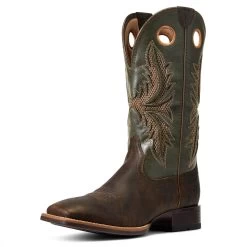 Ariat® Men's Toughy VentTek 360° Herd Brown/Leaf Green Boots 10040239 -ARIAT Cowboy Gear S22 MNS WEST 10040239 3 4 front