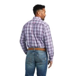 Ariat Men's Mathew Pro White & Blue Plaid Classic Fit Long Sleeve Shirt 10040775 -ARIAT Cowboy Gear S22 MNS WEST 10040775 back