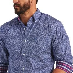 Ariat® Men's Wrinkle Free Slater Venus Blue Button Down Shirt 10040781 -ARIAT Cowboy Gear S22 MNS WEST 10040781 detail01