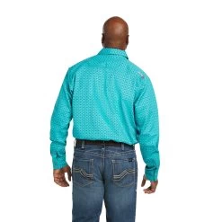 Ariat® Men's FR Lopez Snap Aruba Blue Work Shirt 10035549 -ARIAT Cowboy Gear S22 MNS WORK 10035549 back