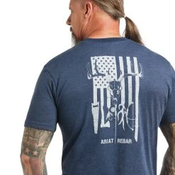 Ariat Men's Rebar Cotton Strong American Outdoors Navy Heather Shirt 10039146 8 Ariat Men's Rebar Cotton Strong American Outdoors Navy Heather Shirt 10039146 -ARIAT Cowboy Gear S22 MNS WORK 10039146 detail01