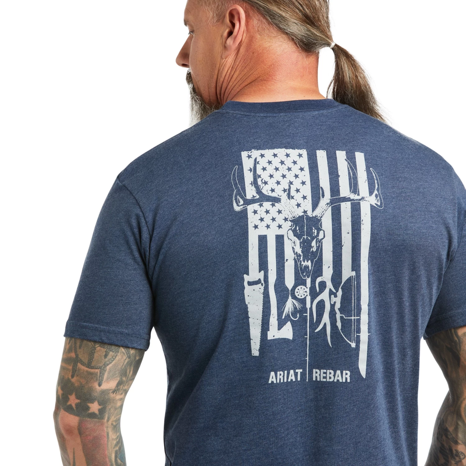 Ariat Men's Rebar Cotton Strong American Outdoors Navy Heather Shirt 10039146 5 Ariat Men's Rebar Cotton Strong American Outdoors Navy Heather Shirt 10039146 - Image 3