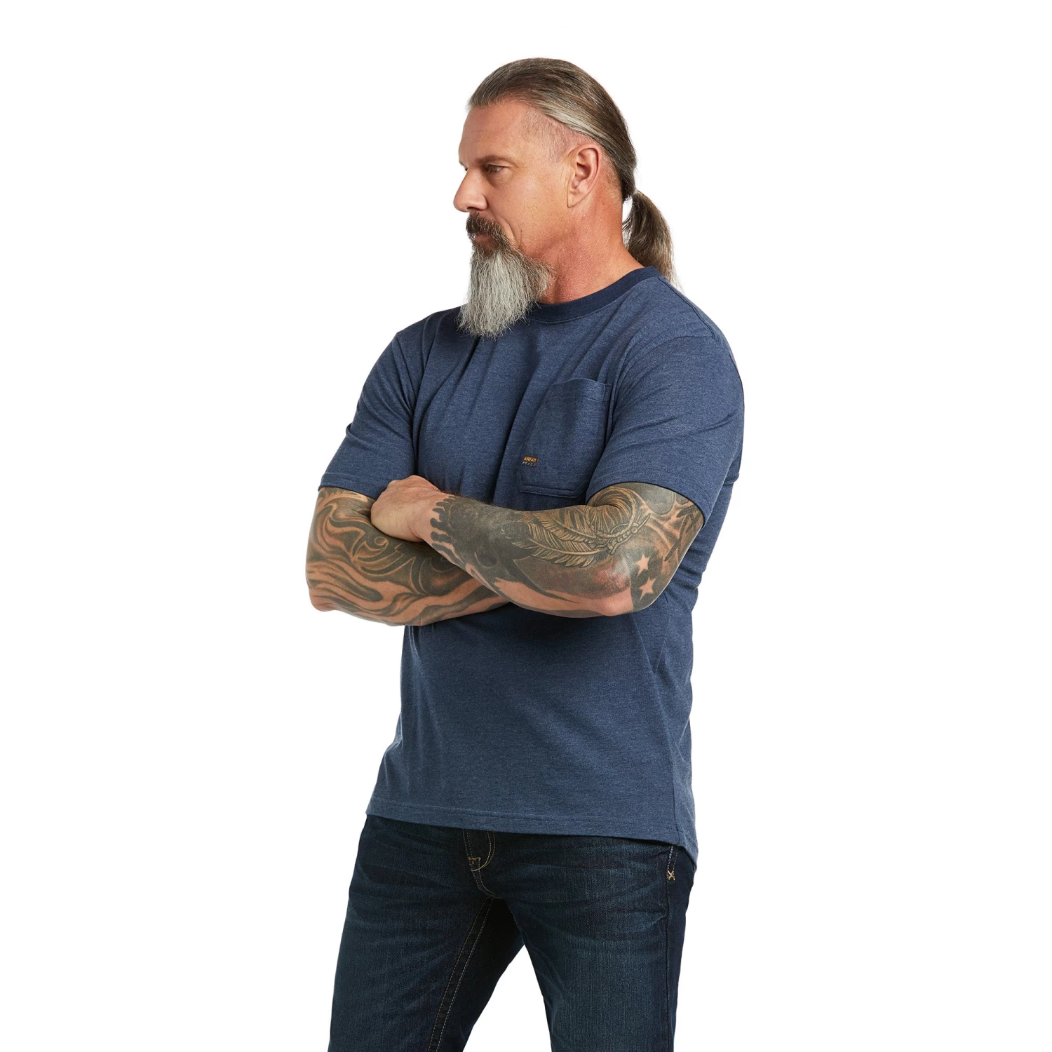 Ariat Men's Rebar Cotton Strong American Outdoors Navy Heather Shirt 10039146 4 Ariat Men's Rebar Cotton Strong American Outdoors Navy Heather Shirt 10039146 - Image 2