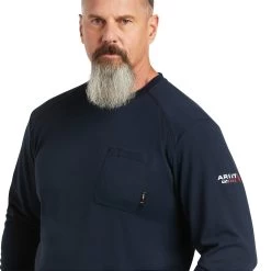 Ariat® Men's FR Max Protect Inherent Long Sleeve Navy T-Shirt 10039161 -ARIAT Cowboy Gear S22 MNS WORK 10039161 detail01