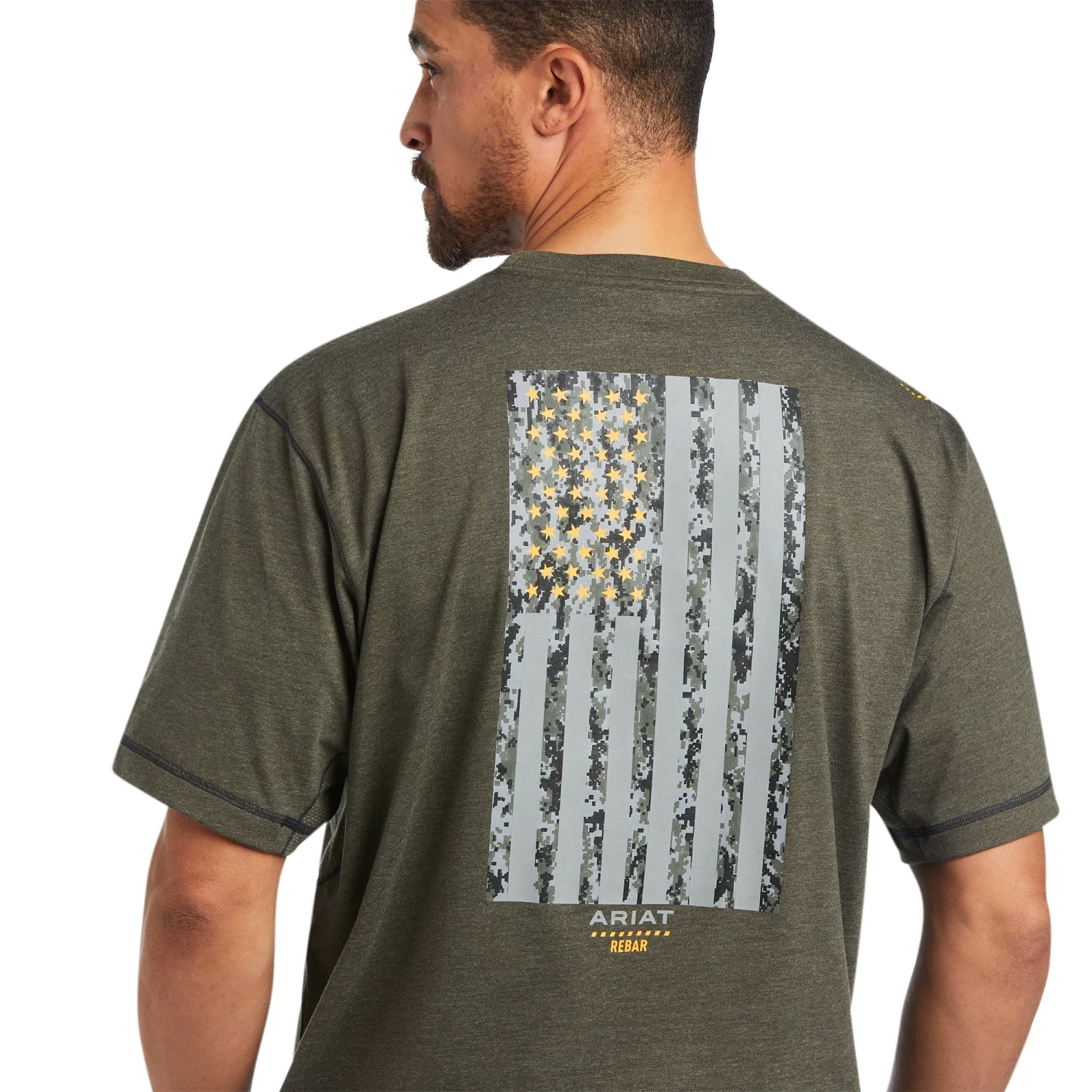 Ariat Men's Rebar Workman Reflective Flag Sage Heather T-shirt 10039175 4 Ariat Men's Rebar Workman Reflective Flag Sage Heather T-shirt 10039175 - Image 2
