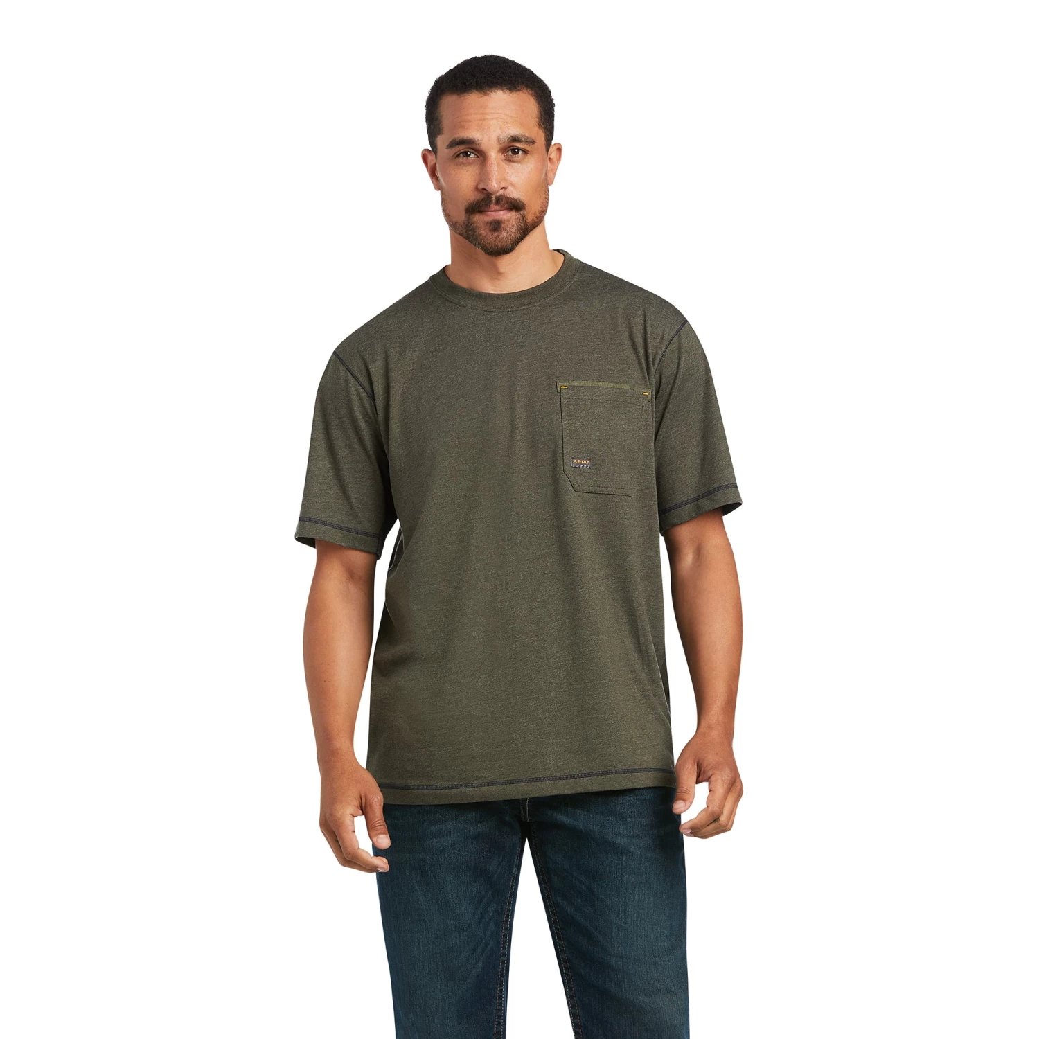 Ariat Men's Rebar Workman Reflective Flag Sage Heather T-shirt 10039175 3 Ariat Men's Rebar Workman Reflective Flag Sage Heather T-shirt 10039175