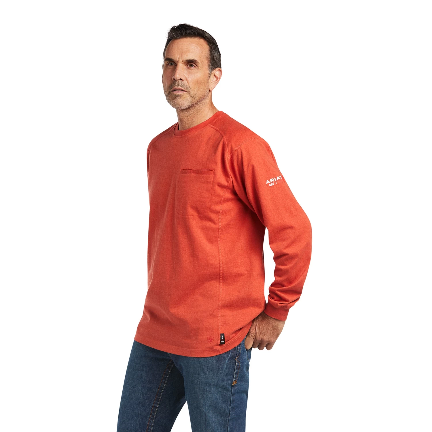 Ariat® Men's FR Air Crew Volcanic Heather Long Sleeve T-Shirt 10039390 3 Ariat® Men's FR Air Crew Volcanic Heather Long Sleeve T-Shirt 10039390
