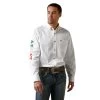 Ariat Men's Team Logo Mexico White Button Down Shirt 10040911 -ARIAT Cowboy Gear S23 MNS WEST 10040911 front