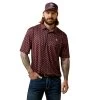 Ariat® Men's Bull Skull Print All Over Malbec Polo Shirt 10043335 -ARIAT Cowboy Gear S23 MNS WEST 10043335 front