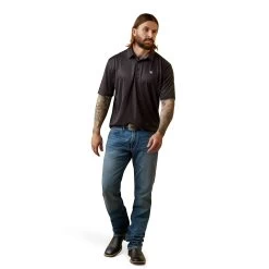 Ariat® Men's Bull Skull Print All Over Black Polo Shirt 10043336 -ARIAT Cowboy Gear S23 MNS WEST 10043336 full