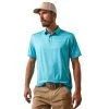 Ariat® Men's Charger 2.0 Fitted Peacock Blue Polo Shirt 10043341 -ARIAT Cowboy Gear S23 MNS WEST 10043341 front